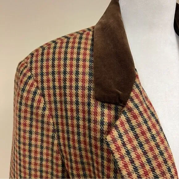 Sag Harbor houndstooth blazer with velvet trim size 14P - Picture 4 of 11